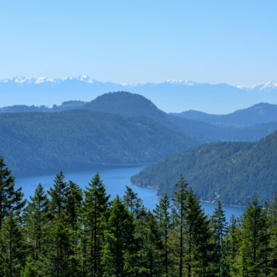 Panoramic view of Malahat lookout north of Victoria, Canada Highway 1