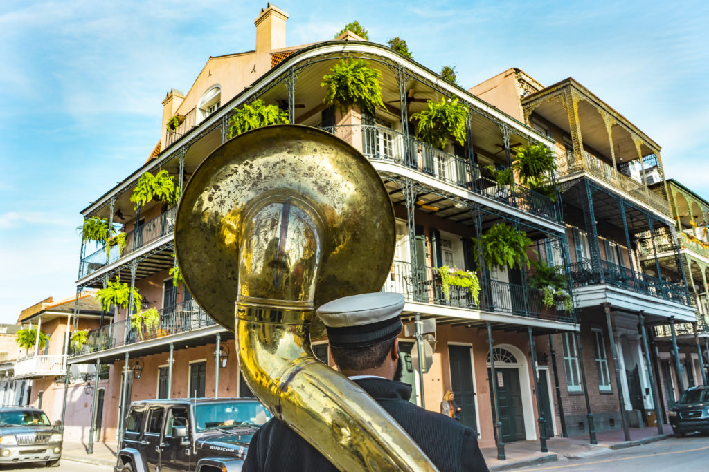 New Orleans in a sunny beautiful day with blue skies.