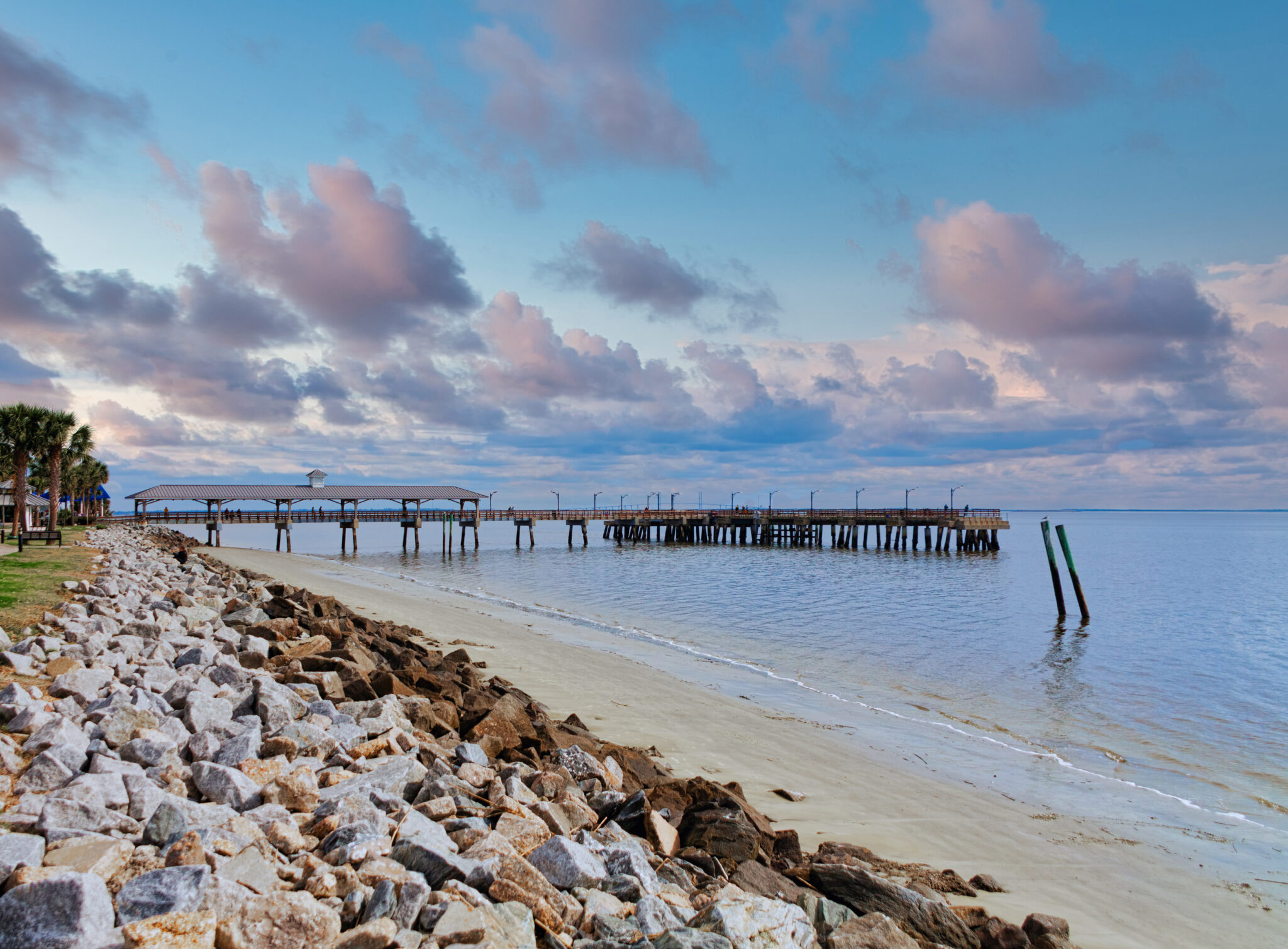 Coastal pier and shoreline in Georgia's Golden Isles